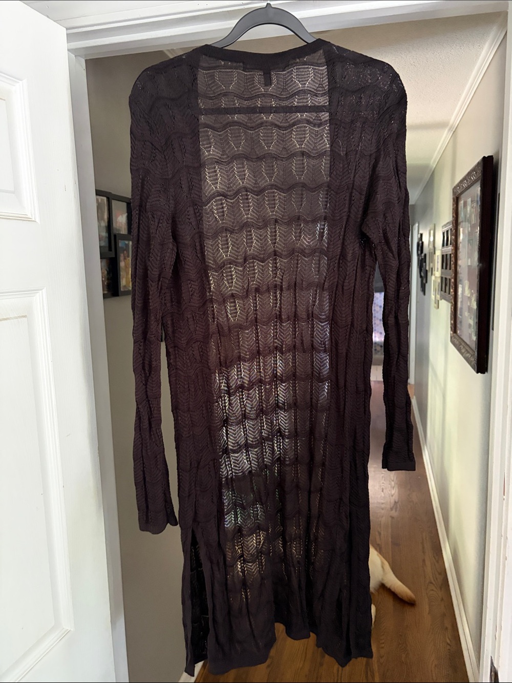 White House Black Market Long Open-Front Knit Cardigan - Brown - Picture 3 of 4